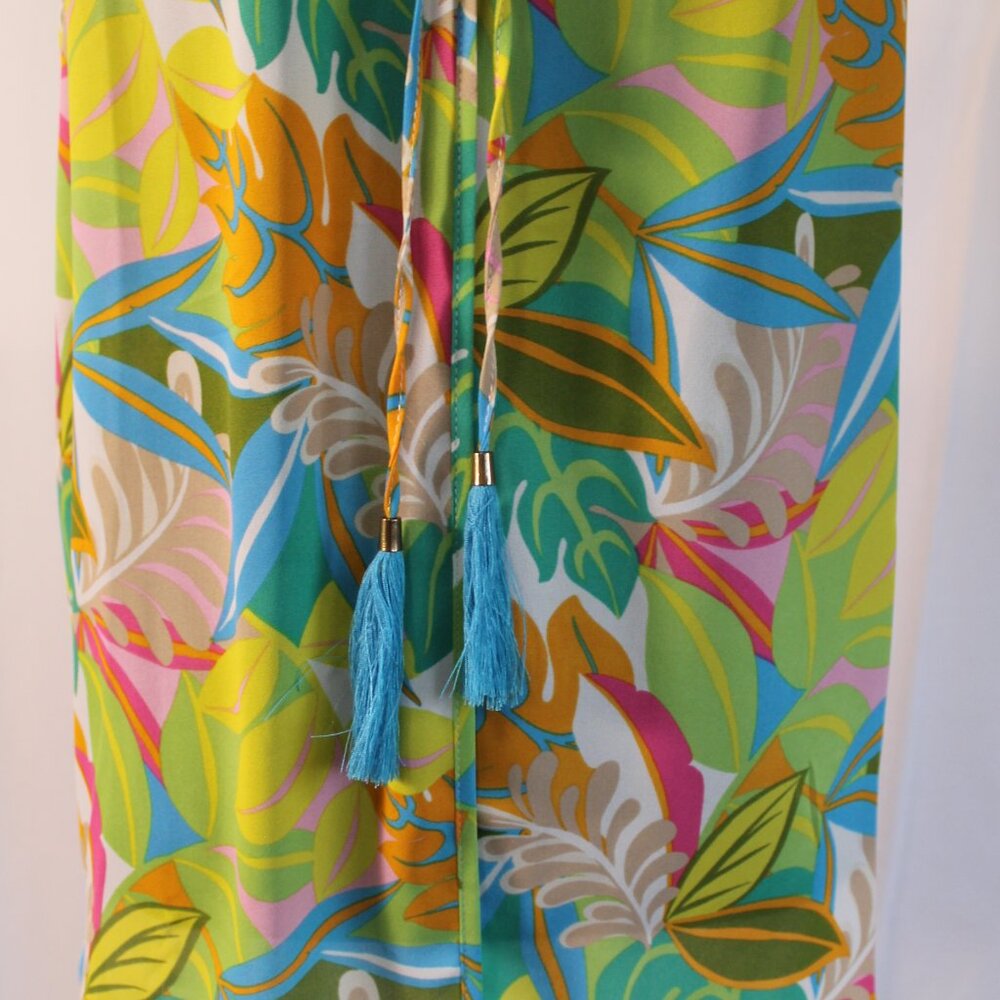 NWT Rose + Olive Sheer Tropical Print Sleeveless Summer Blouse, Large - Picture 3 of 10